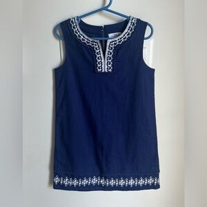 Vineyard Vines Embroidered Shift Dress Navy with White Detailing Deep Bay NWT